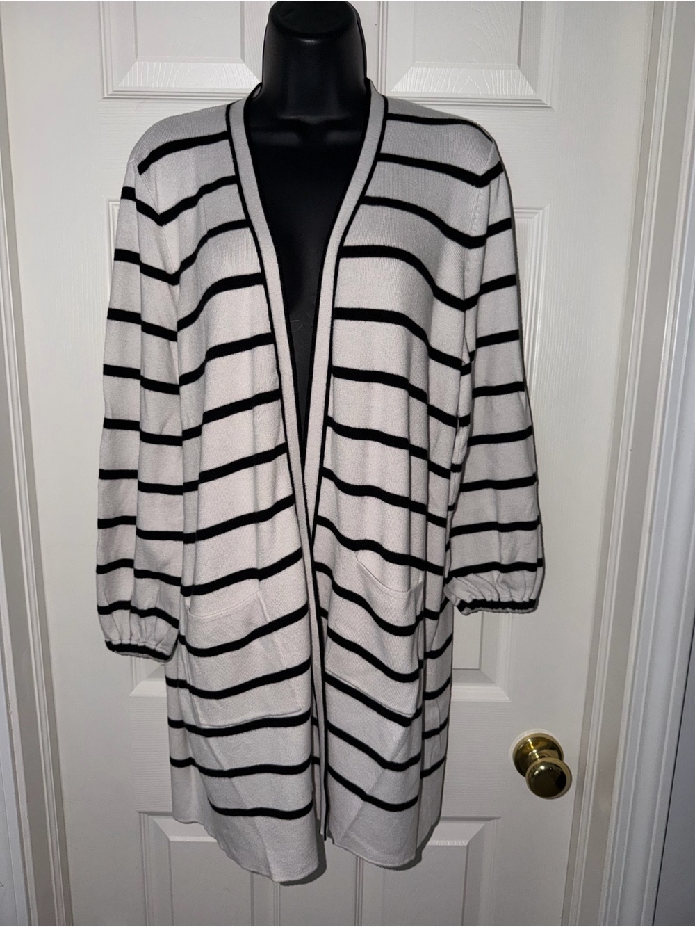 Talbots Oprah Collection Striped Open Front Cardigan